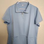 Light Blue Quarter-Zip Scrub Top