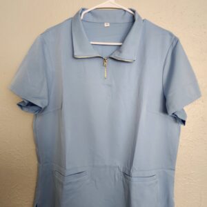 Light Blue Quarter-Zip Scrub Top