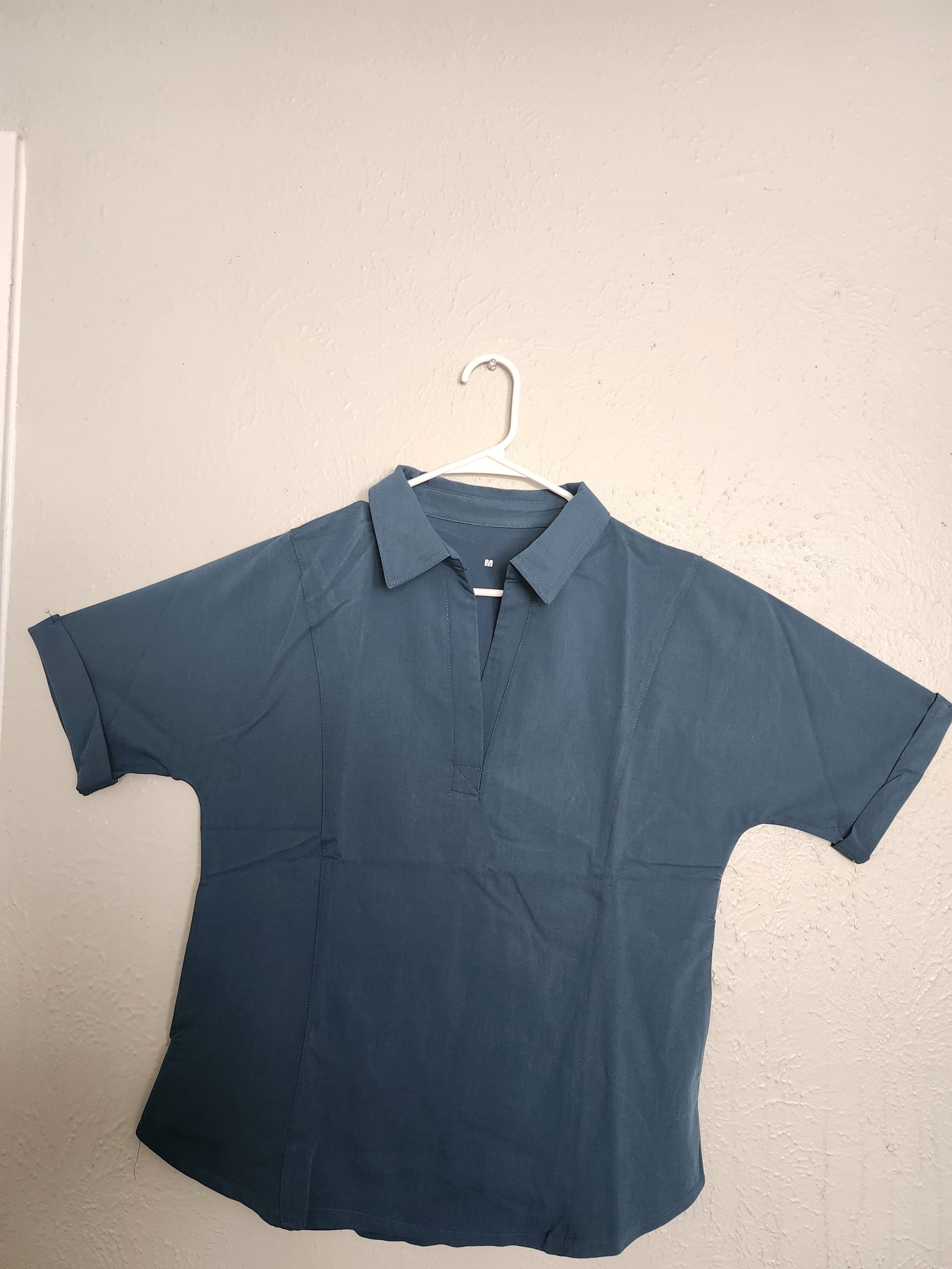Slate Blue Tailored Collared Scrub Top