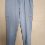 Light Blue Zipper-Cargo Jogger Scrub Pants