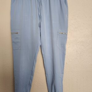 Light Blue Zipper-Cargo Jogger Scrub Pants