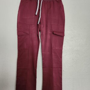 Burgundy Straight Leg Cargo Scrub Pants