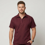 Burgundy Tailored Collared Scrub Top