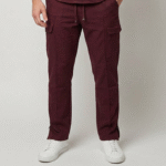 Burgundy Straight Leg Cargo Scrub Pants