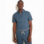 Slate Blue Tailored Collared Cargo Scrub Set