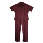 Burgundy Tailored Collared Cargo Scrub Set