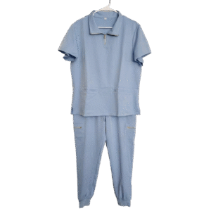 Light Blue Quarter-Zip Jogger Scrub Set
