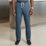 Slate Blue Straight Leg Cargo Scrub Pants