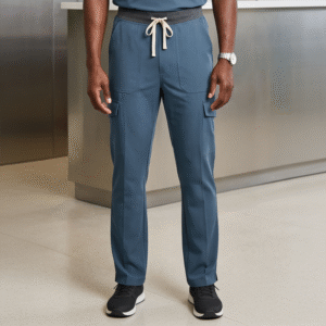 Slate Blue Straight Leg Cargo Scrub Pants
