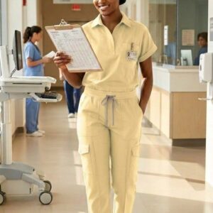 Light Cream Jogger Scrub Set